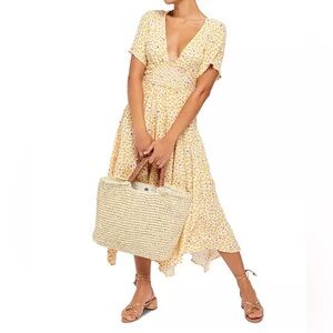 Free People Women’s In Full Bloom Midi Dress, Yellow